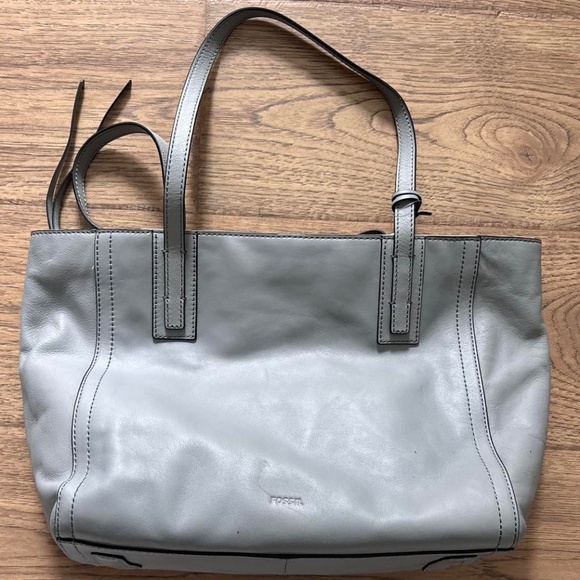 Grey Fossil leather tote bag - Picture 1 of 3